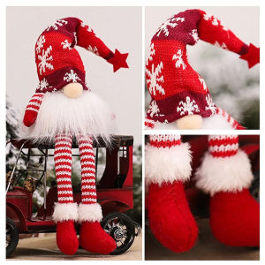 Christmas Faceless Doll Gnome Ornaments LED Light Plush Knitting Crafts Pendant Decor Christmas Decorations for Home Kids Gift