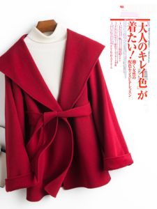 Womens New Arrival Cashmere Outwear Short Autumn and Winter Classy Belt Woolen Outwear Hooded Double-Faced Woolen Goods Cape Coat Thickened