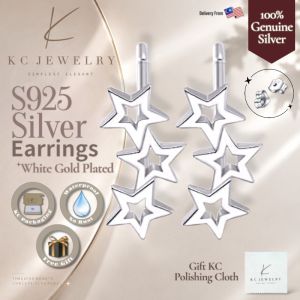 KC Jewelry S925 White Gold Plated Starry Stud Earrings