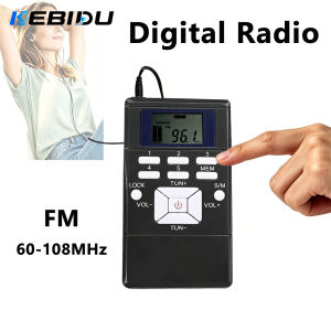 kebidumei | KEBIDU Portable Radio Mini Clip-on DSP Stereo FM Radio Simultaneous Interpretation Earphone Digital Clock For Fishing Walking