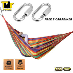 Hammock Dewasa Tebal Kuat Sampai 200KG + Carabiner Ayunan Tempat Tidur Gantung Hamok Single Kasur Gantung Murah