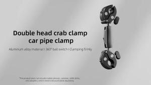 TELESIN Double Headed Dual Crab Clamp Motorcycle Bike Monopod Bicycle Handlebar Invisible Stick Mount for GoPro / Insta360 / DJI Action Camera