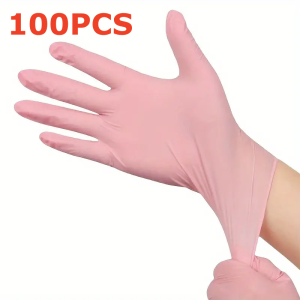 20/50/100PCS Pink Nitrile Disposable Gloves Powder Latex Free Cleaning Gloves for Tattoo Esthetician Nail Tech Hair Dye Beauty