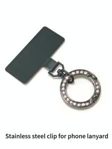 1 Piece of 360° Rotatable Stainless Steel Mobile Phone Lanyard Clip Shiny Spring Ring Key Ring Mobile Phone Metal Connection