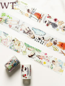 WT Girl Character Washi Tape Slow Life Decorative Ins Style Daily Forest System Adhesive Tape for Planners And Crafts