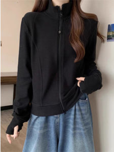 Fashionable Versatile Age-Reducing Double Zipper Stand Collar Jacket