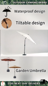 2.7M Outdoor Sunshade Umbrella Courtyard Folding Umbrella Garden Table Yard Pool Beach Sun Umbrella
