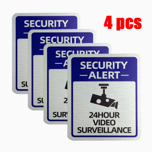 4pcs Aluminum Plate monitoring warning signs 24-hour video surveillance area inside the aluminum plate reflect