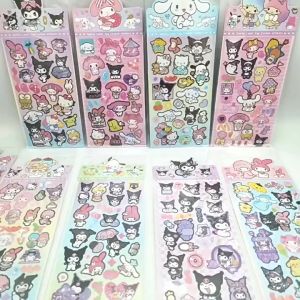 Sticker Sanrio Comel Kanak Kanak Kuromi Cinnamoroll Waterproof Hologram Untuk Buku Nota Botol Air Hiasan DIY Sanrio Sticker Laser Account Waterproof Water Cup Notebook Kuromi Cinnamoroll Sticker 三丽鸥儿童贴纸玉桂狗库洛米水杯笔记本素材镭射手账防水贴纸 A240