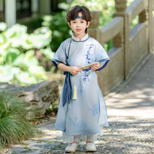 Boys Hanfu Autumn Wear Traditional Chinese Style Clothing Set Boys Long Shirt National Learning Uniform Fashionable Youthwear
