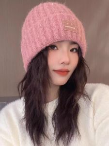 Anti-Aging Elegant Hat Match Autumn and Winter Simple Knitting Woolen Cap Big Head Big Face Heattech Hat Pure Want to Show Face Small