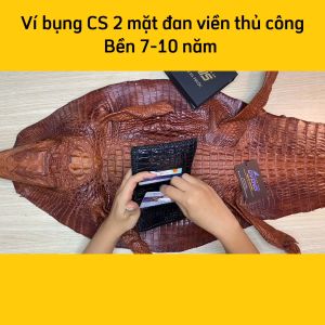 [FREE SHIP] VÍ CÁ SẤU 2 MẶT ĐAN VIỀN THỦ CÔNG CAO CẤP. CHẤT LIỆU DA CÁ SẤU THẬT 100%. MADE BY OVENIS