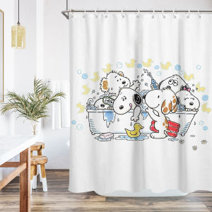 Thickened American Cartoon Snoopy Bath Curtain Waterproof Bathroom Shower Room Wet And Dry Separation Polyester Material
