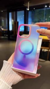 Aurora Gradient Matte Magnetic Case For iPhone 16 15 14 Pro Max 16 Plus 13 Laser Colorful Rainbow for Magsafe Shockproof Cover