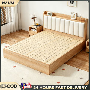 NAIJIA Siold Wood Bed Storage Bed Queen/Double/King Size Large Size Bed Frame Bedroom實木床