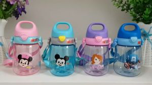 Sg Seller Baby Kids Children Water Bottle Disney BPA Free Sophia Mickey Minnie Mouse Safe Straw MIlk Handle Light Weight Cute Tritan Learning Leakproof Cup