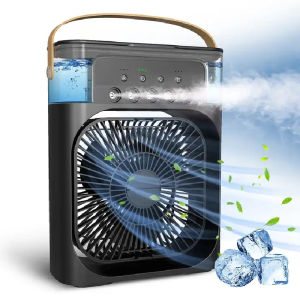 Electric Fan Portable  Air Conditioner USB LED Night Light Water Mist Fun 3 In 1  Humidifier Mini Desktop Cooling Fan For Home