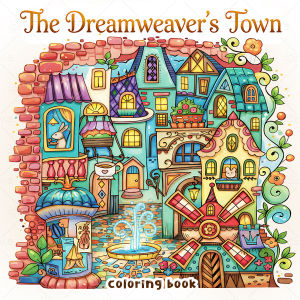 The Dreamweavers Town Whimsical Fantasy Town Coloring Book for Adults Anti Anxiety Stress Relief Bold-easy Art Activity Book