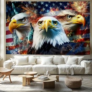 VIKAMA American Patriotic Eagle Tapestry Living Room Decoration Independence Day Party Patriotic Theme Room Decoration