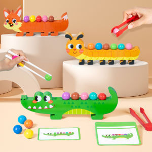 Childrens Wooden Animal Clip Beads Expansion Game Montessori Puzzle Logical Thinking Color Cognition Fine Motor Skills Training