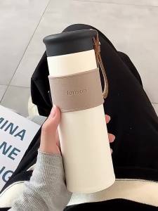 Cốc cà phê inox 330/450ml bình giữ nhiệt bằng da cốc giữ nhiệt di động chai nước văn phòng du lịch đồ uống