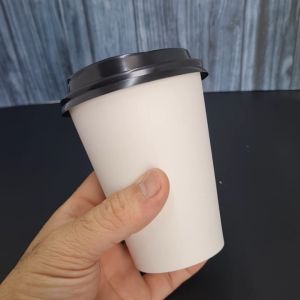 Paper Cup Putih Polos 65 / 8 /9 oz + LID tutup / Tea Cup / Gelas Kopi / Gelas kertas / Paper Hot Cup (50 pcs)