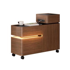 Modern Minimalist Walnut Wooden Sofa Side Table Mobile Rockboard Tea Table Side Cabinet Artistic Style Home Furniture