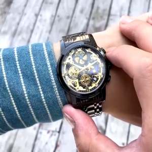 OLEVS Jam Tangan Pria Original 9947 Anti Air Tahan Keren Led Hitam Stainless Steel Luxury Watch Men