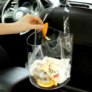 Car Trash Bag Hanging Standing Style Vehicle Interior Foldable Clean Bag Storage Tube Long Cylindrical PVC No Cover round Bucket