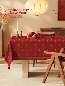 Red Festive Tablecloth Waterproof & Stain-Resistant