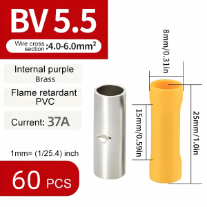 60/80/160pcs butt splice connectors kit，22-10AWG fully insulated PVC electrical wire crimp connectors