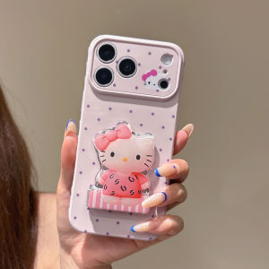 Sanrio | Ốp Điện Thoại Hello Kitty Mirror Holder Cho iPhone 11/12/13/14/15/16/17 Pro Max Plus 17 Pro - Chống Sốc Chống Trầy Xước Chống Bụi Thiết Kế Hoạt Hình Phong Cách INS