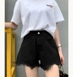 LUCRETIA - 331 Celana jeans pendek wanita dua kancing high waist korean style Hotpants jeans rawis import wanita kekinian