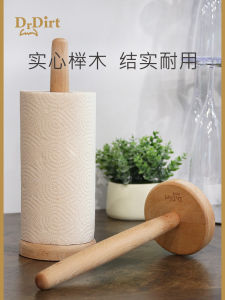 Dr.Dirt Natural Beech Wood Unpainted Tissue Holder Vertical Kitchen Paper Roll Stand No Drilling Required Bathroom Hardware