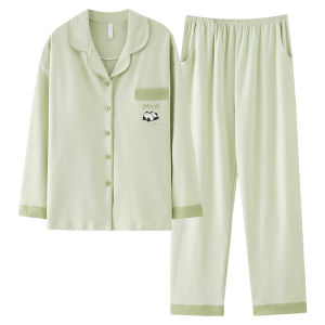 Miiow | Pure Cotton Long Sleeve Womens Sleepwear Set Spring Summer 2025 New Design With Chest Pad Home Wear Suitable For Outdoor Wear