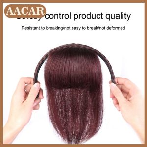 AACAR ที่คาดผมแบบถักเปียผมหน้าม้าสังเคราะห์สำหรับผู้หญิงปอยผมปลอมแบบธรรมชาติ