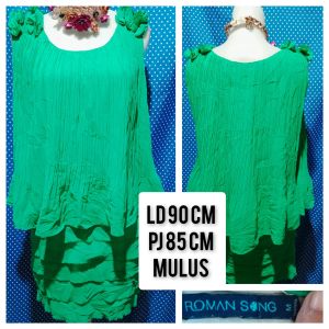 DRESS PEPLUM PLISKET HIJAU(ROMAN SONG) 435