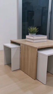 PAVO Coffee Table with 4 stools - CT 8031 (7487 Oak + White)