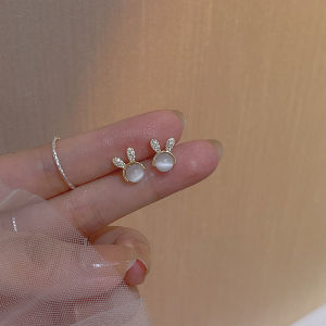 Elegant Pearl Cats Eye Gourd Hoops Womens Fashion Micro-Paved Ear Cuff Stylish Pearl Dangle Earrings Jewelry Accessories