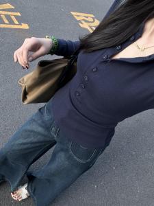 Retro High เอว ขากว้าง Drapey เดนิม กางเกง ผู้หญิง ฤดูใบไม้ร่วง ฤดูหนาว ใหม่ หลวม พรางหุ่น หลากหลาย กางเกงยีนส์ยาวพื้นตรง