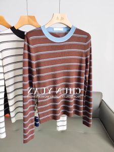 HUOLISI | Vintage Striped Round Neck Long Sleeve Knitwear For Layering Fit