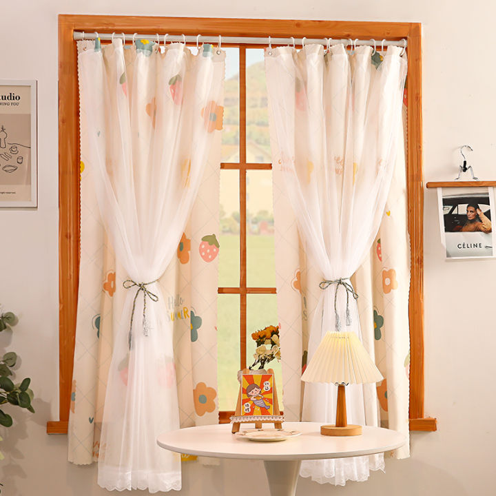 Short Bedroom Curtains with Rod Full Set No Drilling Required Simple ...