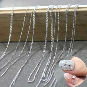 Micro Bead Chain Nail Art Decoration Silver Gold 50cm Ball Chain for Stylish Manicures Odorless Nail Accessory for Hand Feet
