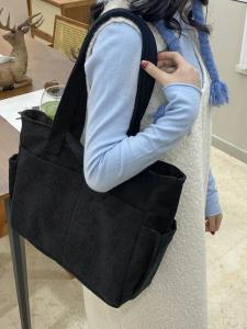 Túi Tote Vải Corduroy Đơn Giản Thường Ngày Cho Nữ Túi Xách Đeo Vai Mềm Mại Thiết Kế Thường Ngày Túi Xách Đeo Vai Dây Đơn Giản