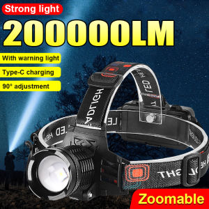 Powerful Headlamp 200000LM LED Head Lantern Warning Light Fishing Head Torch Long Range Head Flashlight For Outdoor Adventure