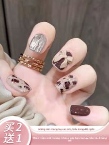 MONLEYTA | Nhựa giả móng tay ngắn thủ công cao cấp mùa thu đông mới 2025 Nhựa giả móng tay dán hoàn thiện dài vừa phải ngắn