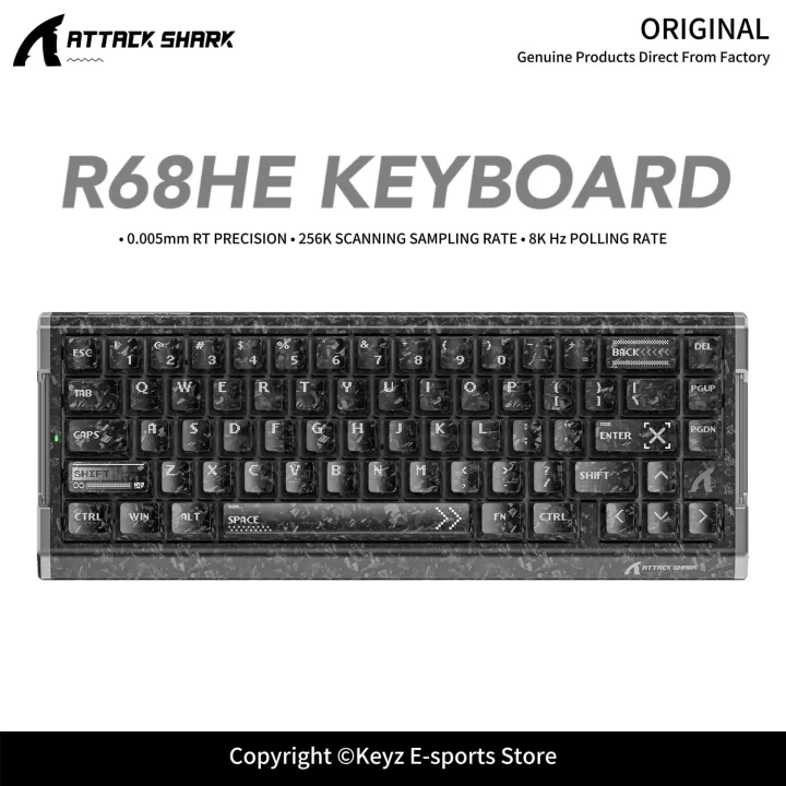 ATTACK SHARK | ATTACK SHARK R68HE Hall Effect RGB Keyboard-8000Hz Forged Carbon Fiber Magnetic Switch 0.08ms Ultra Low Latency for E-Sports