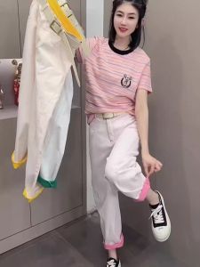 Quần Jeans Denim Co Giãn Màu Trái Đảo Mỏng Mùa Hè Cho Nữ Quần Ống Rộng Ống Rộng Cạp Cao Quần Dài Đến Mắt Cá Chân Thường Ngày