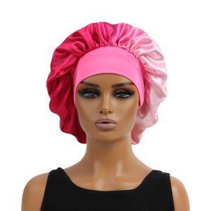 Satin Silk Bonnet Cap with Frontal Wrap Wide Band Colorful Fade Printing Soft Nightcaps Hair Protect Sleep Extra Big Size