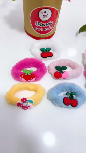 Ikat rambut elastis bulu cherry love isi 5 pcs